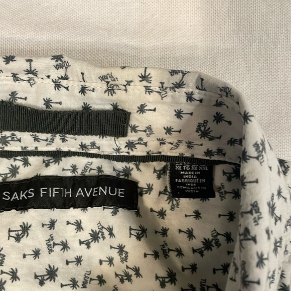 Saks Fifth Avenue Black Label Men’s Hawaiian Shirt Sleeve Casual Shirt Size XL - Picture 2 of 6
